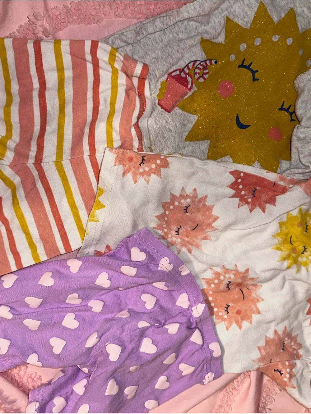 Kids‎ Sun & Heart Pajama Set - Purple, Yellow, White